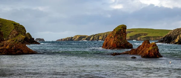 Uma Vista Panorâmica Belo Mar Peerie Spiggie Shetland Escócia — Fotografia de Stock