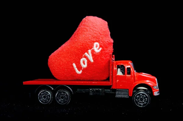 Love Concept Truck Loading Lovely Heart Perfect Gift Present Someone — Stock Photo, Image