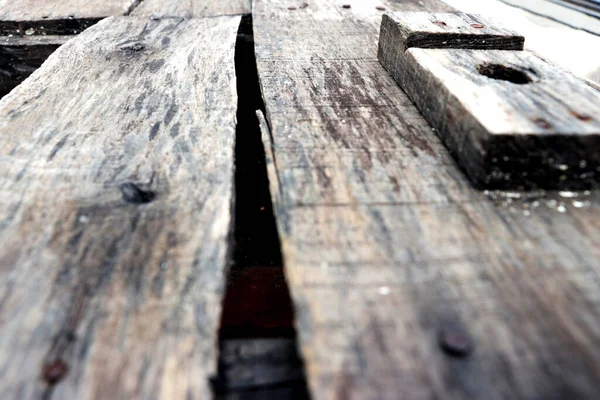 Selektivní Zaměření Ošlehaných Dřevěných Rustikálních Prken — Stock fotografie