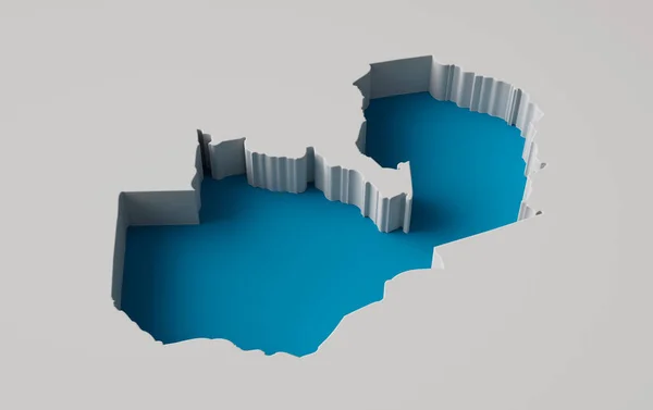 Illustrazione Della Mappa Zambia Estruso Interno Con Ombra Web Stampa — Foto Stock