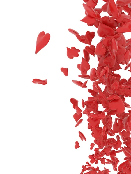 Rendering Falling Heart Shaped Petals Isolated White Background — Stock Photo, Image