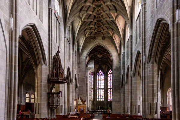 Interiör Den Historiska Katedralen Bern Schweiz — Stockfoto