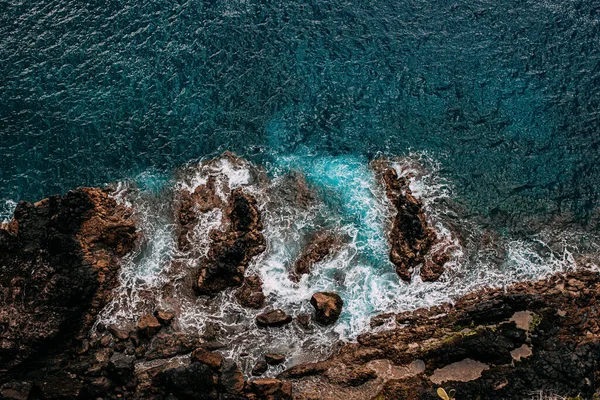 High Angle View Sea Cliff Madeira Coast Portugal — Stock Photo, Image