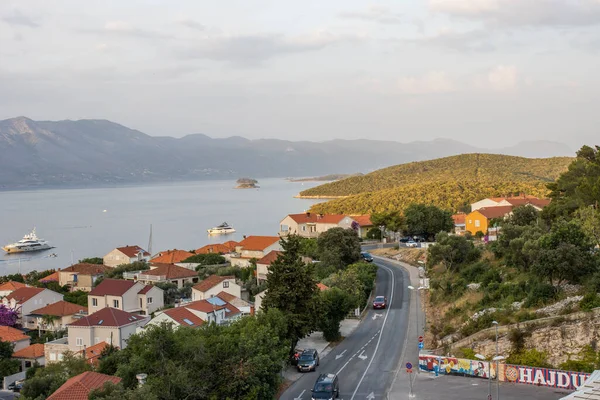 Mesmerizing View Korcula Island Road Buildings Sea Croatia — Stock Photo, Image