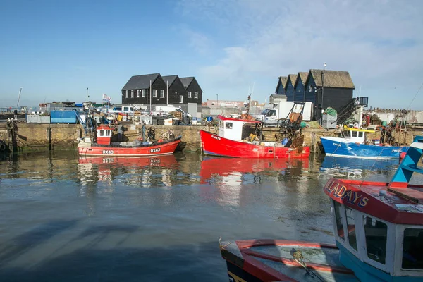 Fishing Boats Moored Harbour Whitstable England — Stock Photo, Image