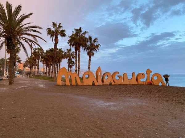 Μια Όμορφη Θέα Της Παραλίας Playa Malagueta Στην Ισπανία — Φωτογραφία Αρχείου