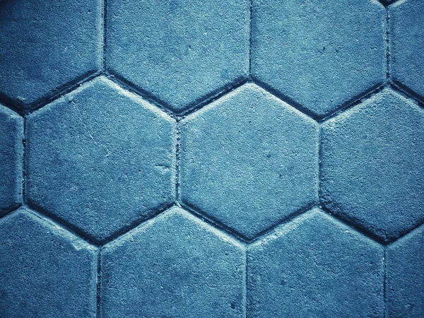 Tiro Close Fundo Azulejo Hexágono Azul — Fotografia de Stock