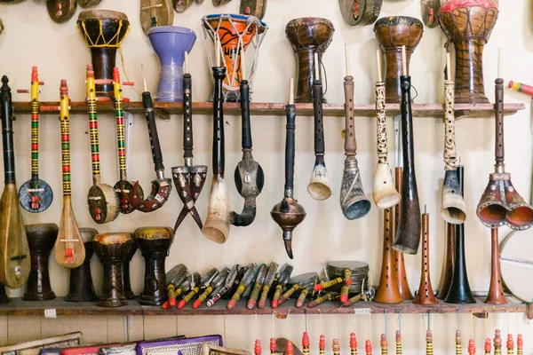 Traditionelle Orientalische Instrumente Einem Geschäft Marrakesch Marrocco — Stockfoto