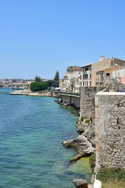 Promenade Sur Front Mer Syracuse Une Ville Sicile Italie — Photo