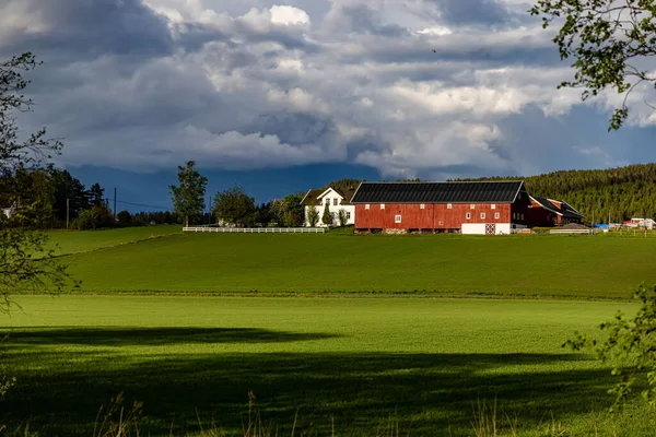 Farm View Sorlihavna Lorenskog Norway — Stock Photo, Image