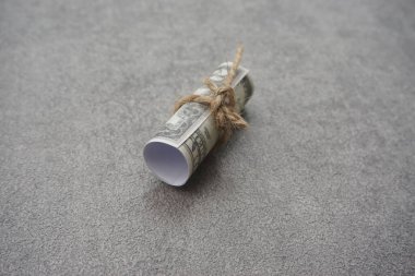 Bir sicimle bağlanmış bir dolar banknotu - finans, kâr konsepti