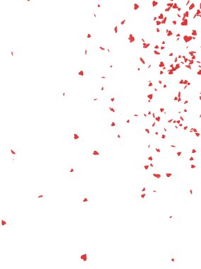 Düşen kalp şeklindeki yaprakların beyaz arka planda izole edilmiş üç boyutlu görüntüsü.