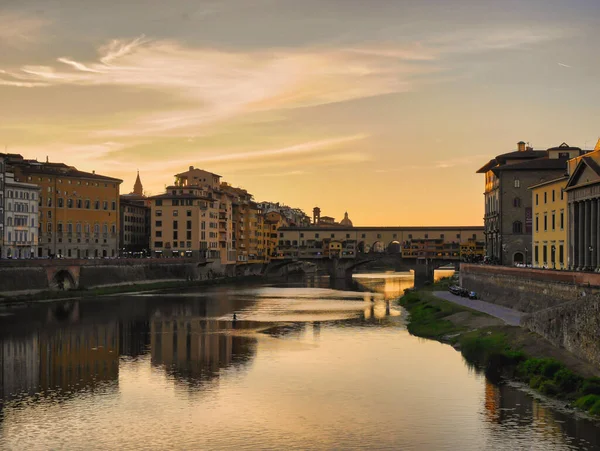 Talya Floransa Ponte Vecchio Kemer Köprüsünün Güzel Bir Manzarası — Stok fotoğraf