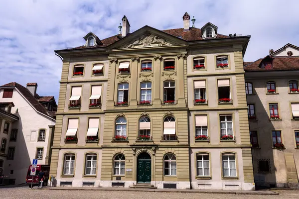 Una Facciata Edifici Storici Nel Centro Berna Svizzera — Foto Stock