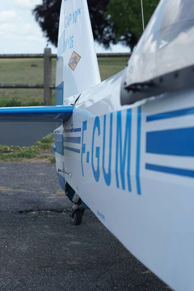 Μια Κάθετη Λήψη Των Λεπτομερειών Ένα Μπλε Mudry Cap Αεροπλάνο — Φωτογραφία Αρχείου