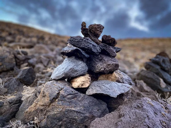 Carin Stones Sea Steinmaennchen Teneriffa Meer Poris Abona Spirituell Yoga — Stockfoto