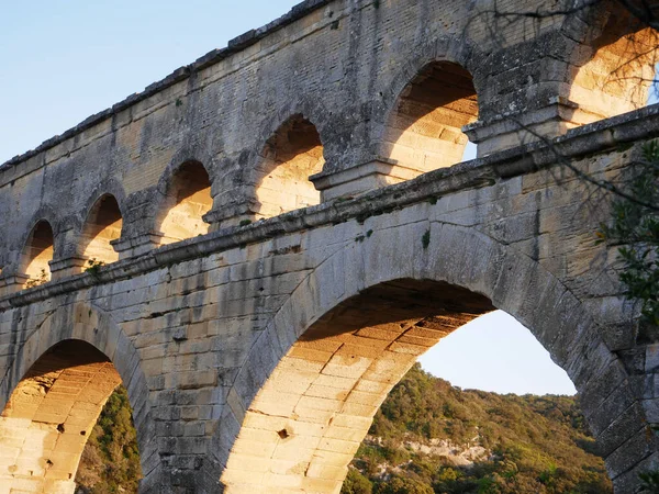 Belle Photo Célèbre Pont Gard Aqueduc Construit 1Er Siècle Dans — Photo