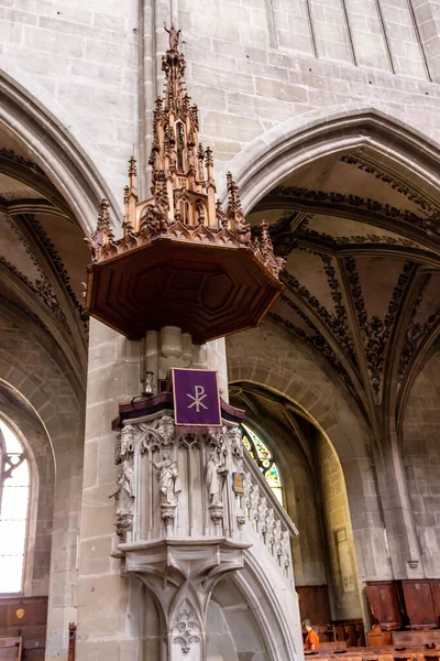 Interiör Den Historiska Katedralen Bern Schweiz — Stockfoto