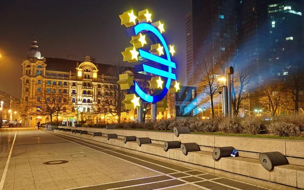 Krásný Snímek Loga Evropské Centrální Banky Frankfurtu Nad Mohanem Německo — Stock fotografie