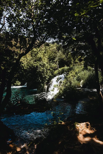 Vertical Shot Waterfall Surrounded Trees Krka National Park Croatia — Stock Photo, Image