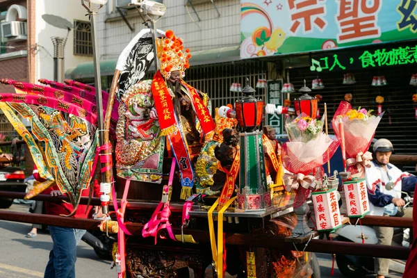 Una Procesión Religiosa Tradicional Con Diferentes Decoraciones Kaohsiung Taiwán — Foto de Stock