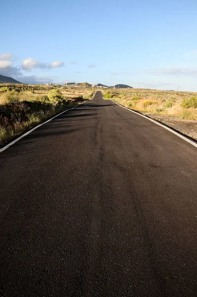 Lange Leere Wüstenstraße Auf Teneriffa Kanarische Inseln Spanien — Stockfoto