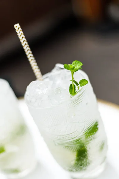 Ice Cold Drink Mint Leaves Decoration — Stock Photo, Image