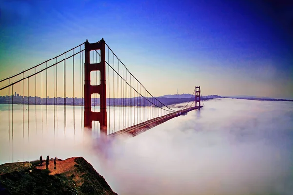 Een Prachtig Uitzicht Golden Gate Bridge Boven Mist San Francisco — Stockfoto
