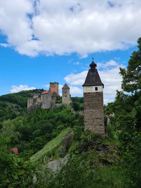奥地利绿地环绕的伯格 哈德格历史城堡的垂直拍摄 — 图库照片