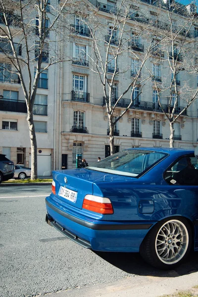 Blue Bmw E36 Vintage Автомобільні Класичні Автомобілі Парижі — стокове фото