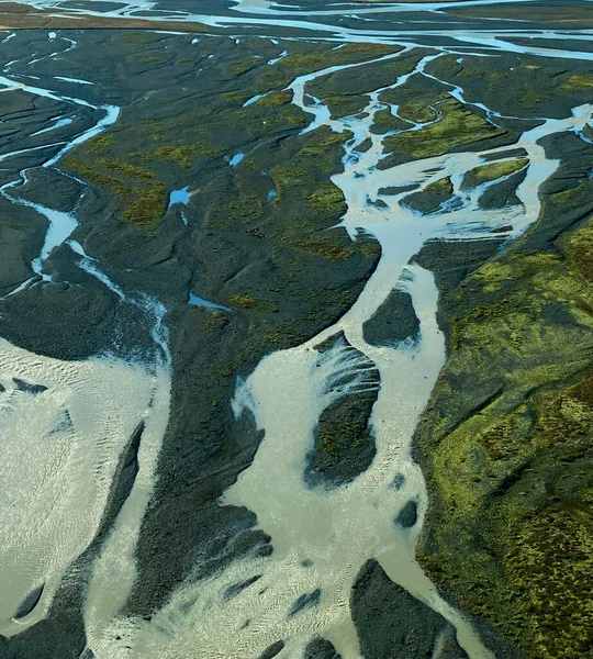 Widok Powietrza Dużej Rzeki Przepływającej Przez Równinę Las Dzień — Zdjęcie stockowe