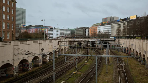 Railway Captured Buildings Background — Stock Photo, Image