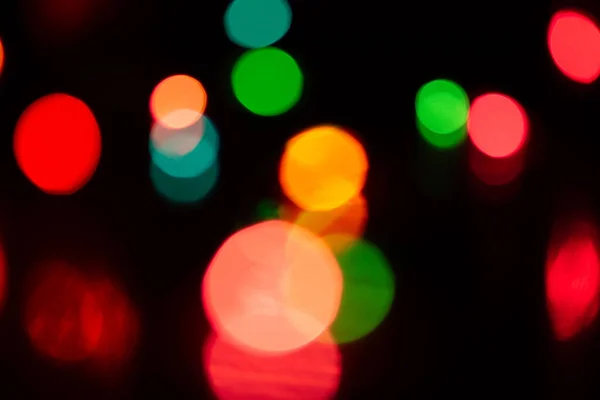 Une Vue Des Lumières Colorées Bokeh Dans Obscurité — Photo