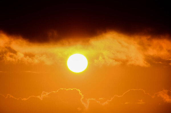 Sun Setting on the Atlantic Ocean in Tenerife Canary Island Spain