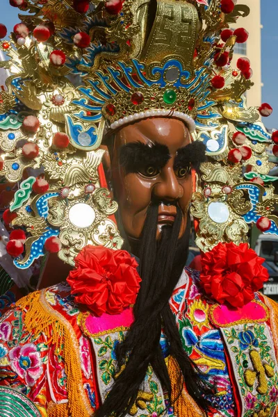 Colpo Verticale Una Persona Costume Tradizionale Maschera Evento Religioso Kaohsiung — Foto Stock
