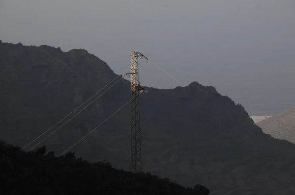 One Electricity Pole Mountain Tenerife España — Foto de Stock