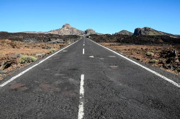 Long Desert Asphalt Road Dans Les Îles Canaries Espagne — Photo