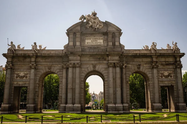 Famous Puerta Alcala Neo Classical Gate Plaza Independencia Madrid Spain — Stock Photo, Image