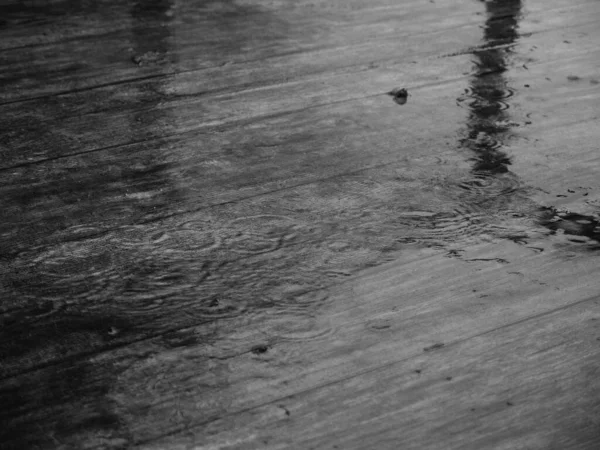 Wet Wooden Floor Rainy Day — Stock Photo, Image