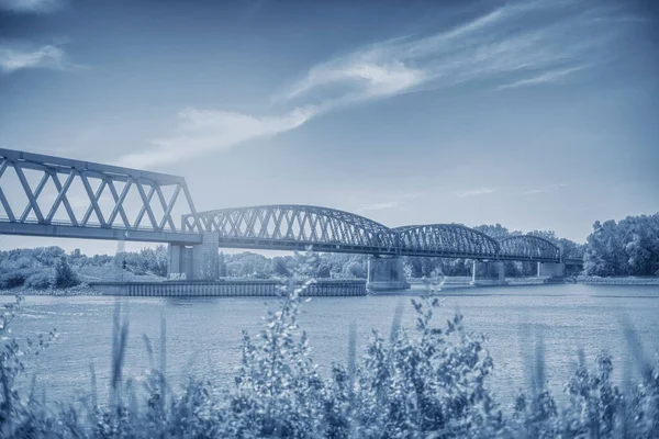 Rastatt Rhine Bridge Ponury Dzień — Zdjęcie stockowe