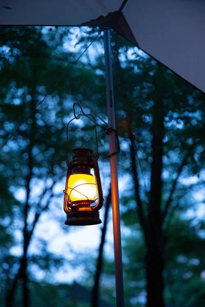 Een Verticaal Shot Van Een Kleine Lamp Wazige Achtergrond — Stockfoto