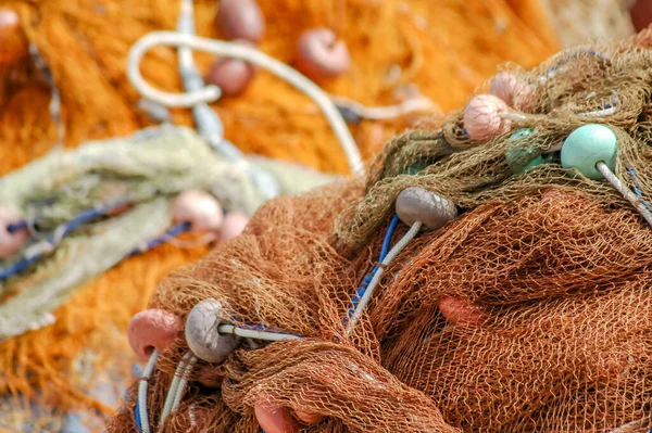 Nahaufnahme Eines Abstrakten Fischernetzes Einem Italienischen Hafen — Stockfoto