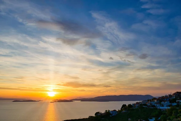 Yunan Adasında Harika Bir Gün Batımı Yunanistan Yaz Tatili — Stok fotoğraf