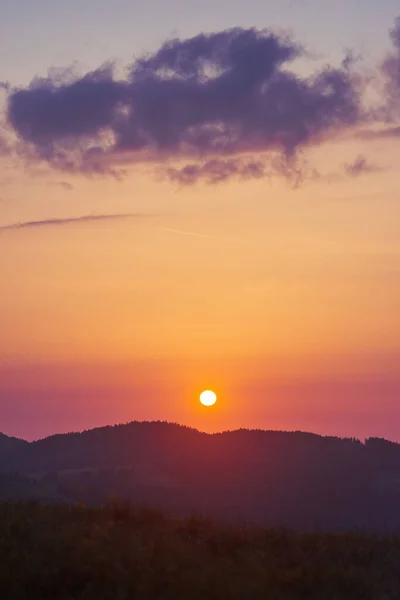 Dorada Vista Específica Atardecer Desde Colina Campo —  Fotos de Stock