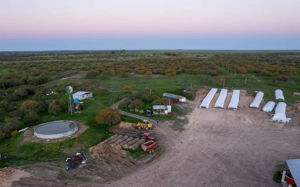 Letecký Pohled Farmu Provincii Buenos Aires Kde Nachází Výkrmna Argentina — Stock fotografie