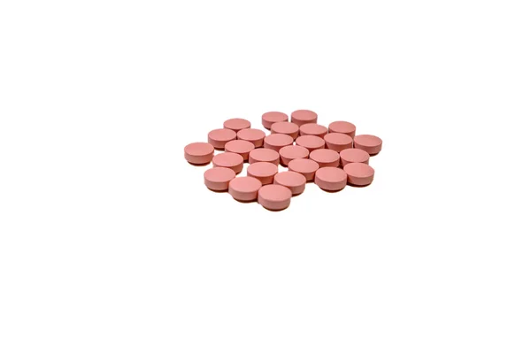 Heap Pink Pills Isolated White Background — Stock Photo, Image