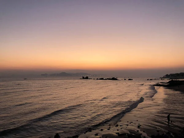 Vacker Utsikt Över Stranden Xiamen Kina Solnedgången — Stockfoto