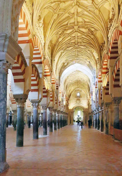 Interiér Arabskými Oblouky Mesquita Cordoby Andalusie Španělsko — Stock fotografie