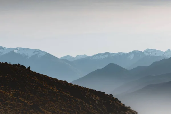 Aerial View Beautiful Mountains Sunset — Stock Photo, Image