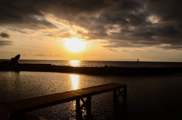 Sunrise Pier Atlantic Ocean Tenerife Canary Islands Spain — Stock Photo, Image